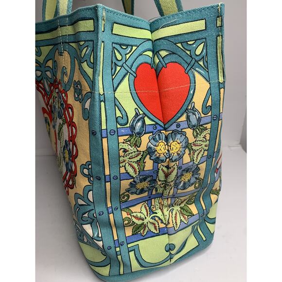 Brighton A winters love colorful canvas large tote bag - Picture 5 of 12